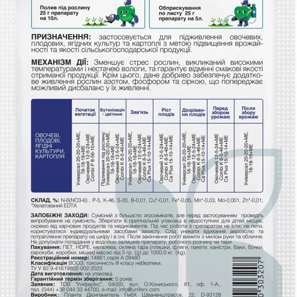 Добриво Фертіплант Комбі Калій Unifer, 25 г.